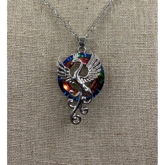 Phoenix Multi Crystal colored Pendant Necklace - Picture 3 of 11